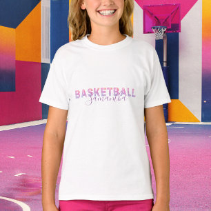 T-shirt Basket-ball Féminin Personnalisé Lettres Roses Mod