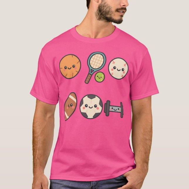 T-shirt Basket-ball Kawaii Sport souriant (Devant)