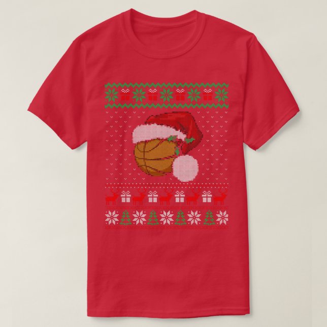 T-shirt Basket-ball laid Sweater de Noël Joyeux vacances S (Design devant)