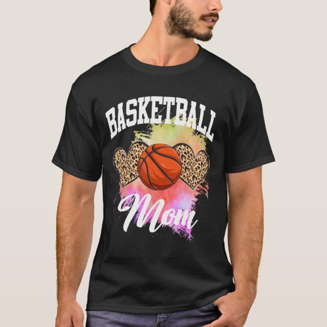 T-shirt Basket-ball Leopard Heart Tie Dye Basketball Maman (Devant)