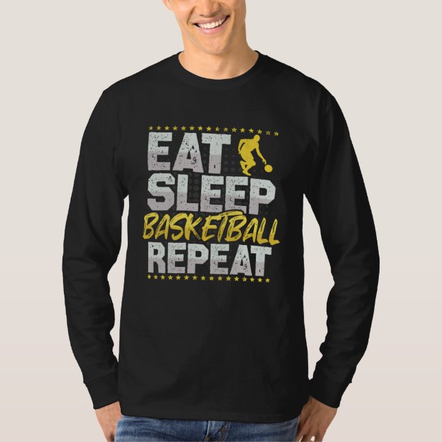 T-shirt Basket-ball Manger Dormir Répéter Dunking Hobby Ba (Devant)