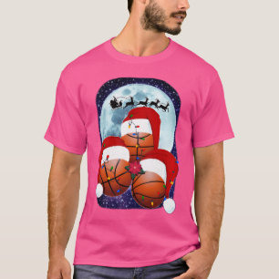 T-shirt Basket-ball Noël Santa Hat Moon Reindeer Lumière