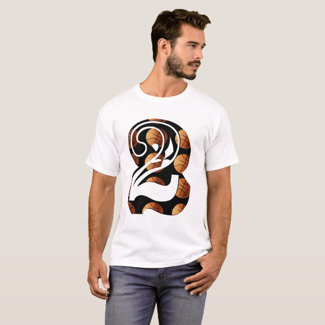 T-shirt Basket-ball numéro deux, logo, (Devant entier)