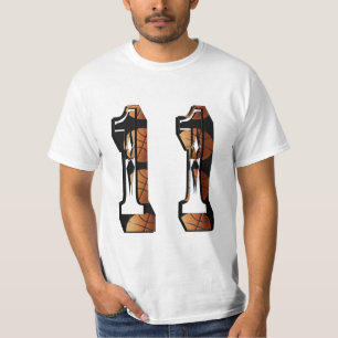 T-shirt Basket-Ball Orange Et Noir Numéro 11,