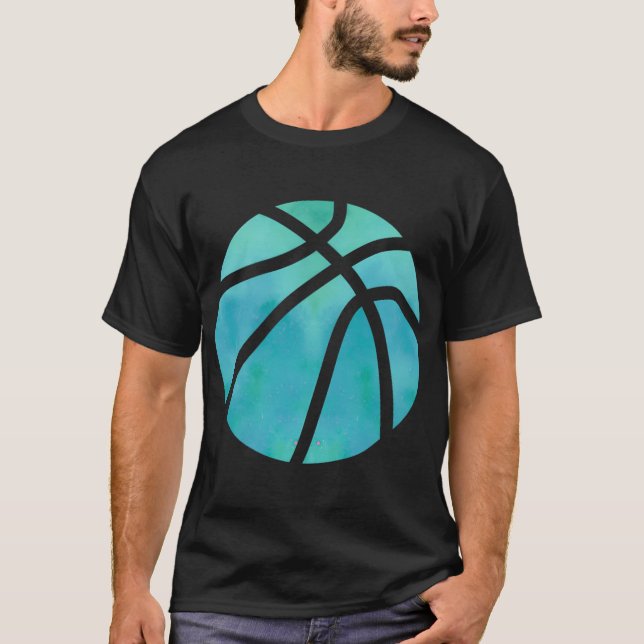 T-shirt Basket-ball Turquoise Aquarelle Cadeau Pour Une Fi (Devant)