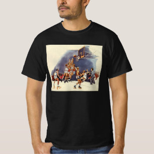 T-shirt Basket-ball vintage de sport, joueurs dans un jeu