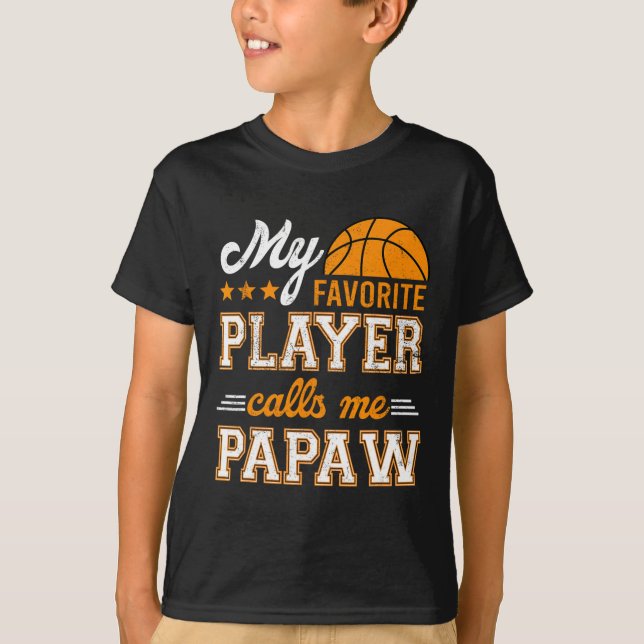 T-shirt Basket Mon Joueur Favori M'Appelle Papaw (Devant)
