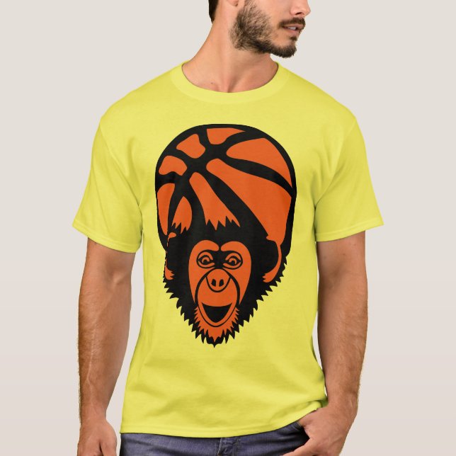 T-shirt basket singe monkey chimpanze basketball ballon te (Devant)