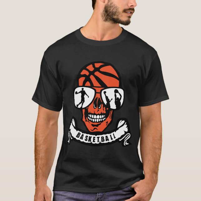 T-shirt basket tete de mort skull lunette banderole ballon (Devant)