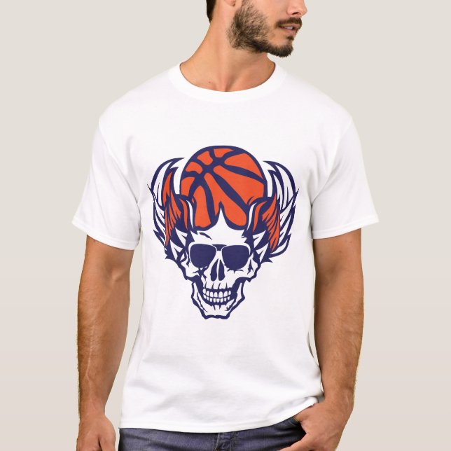 T-shirt basket tete mort basketball aile skull dead wings  (Devant)