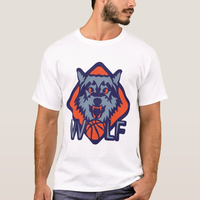 T-shirt basket wolf logo sport animal loup (Devant)