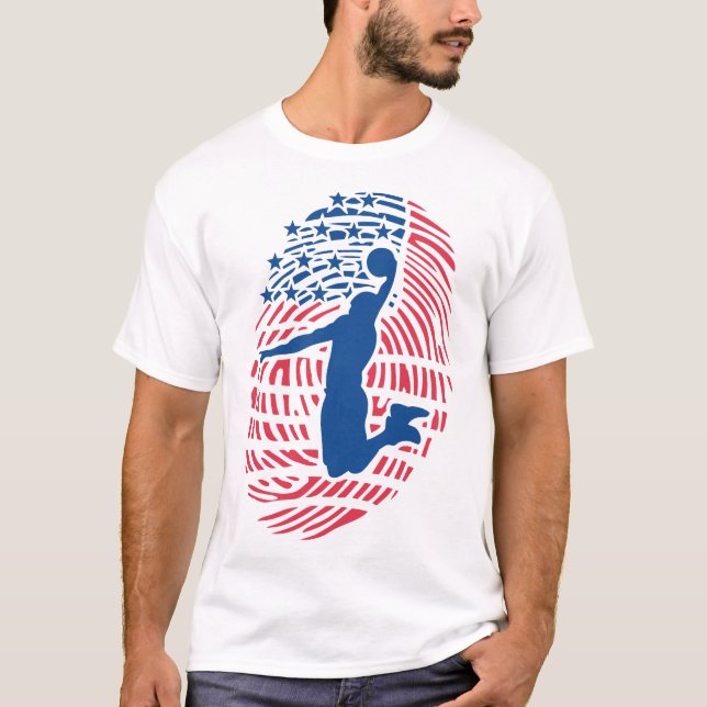 T-shirt basketall empreinte digital americaine drapeau usa (Devant)