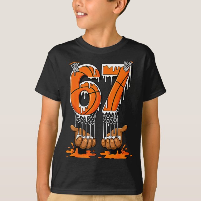 T-shirt Basketball 67 Six Seven Drôle Gen Alpha Meme Drip  (Devant)
