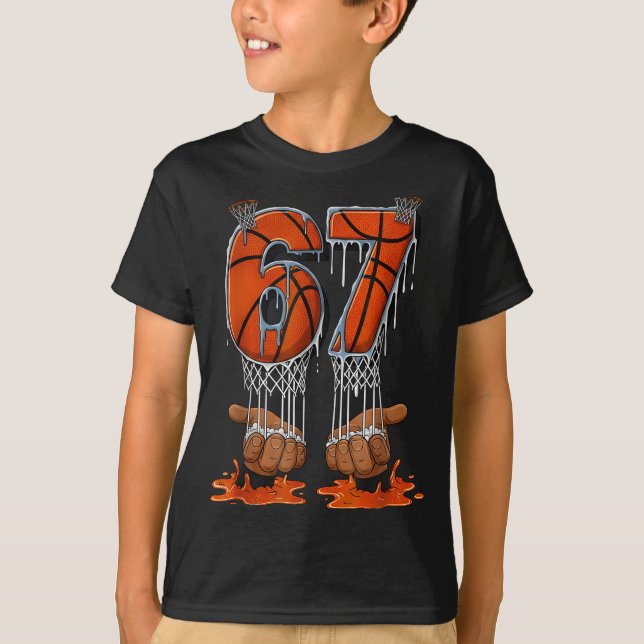 T-shirt Basketball 67 Six Seven Funny Gen Alpha Meme Drip  (Devant)