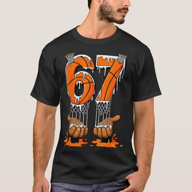 T-shirt Basketball 67 Six Seven Funny Gen Alpha Meme Drip  (Devant)