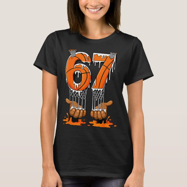 T-shirt Basketball 67 Six Seven Funny Gen Alpha Meme Drip  (Devant)