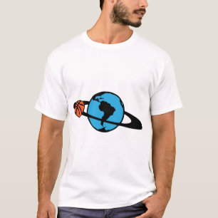 T-shirt basketball anneau planete terre bleu tourne