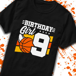 T-shirt Basketball Anniversaire 9 ans fille 9e anniversair