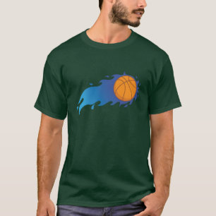 T-shirt Basketball avec balles de flammes bleues Sports US