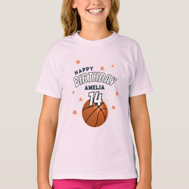T-shirt Basketball Ball Sports Joyeuse Fille Anniversaire (Devant)