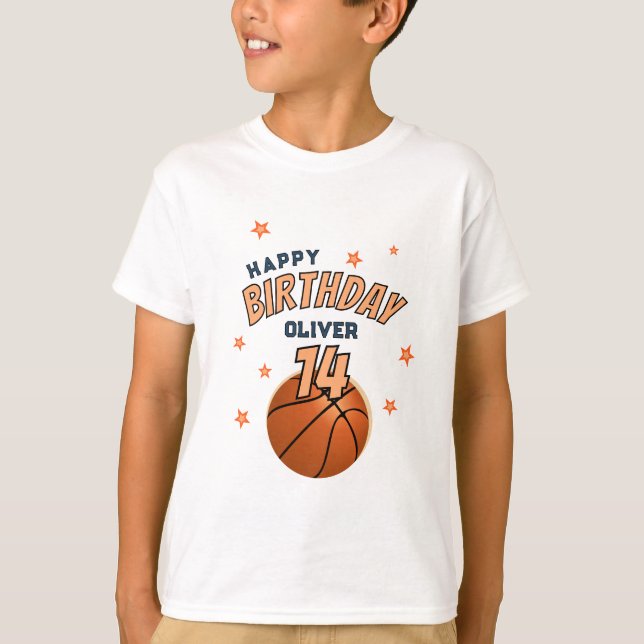 T-shirt Basketball Ball Sports Joyeux Birthday Boy (Devant)