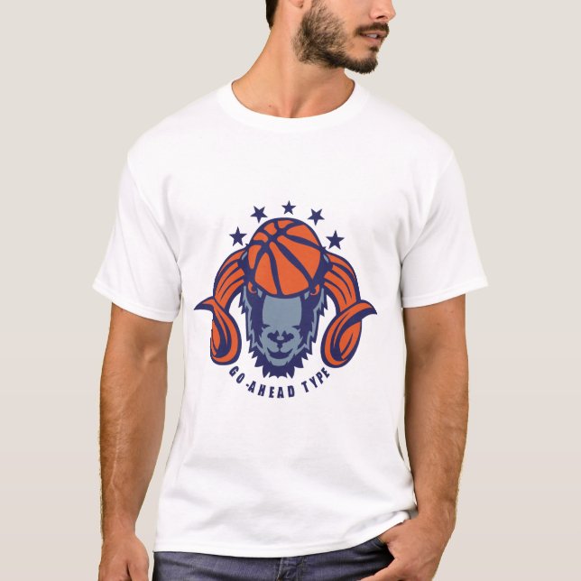 T-shirt basketball belier corne logo club 2 ram (Devant)