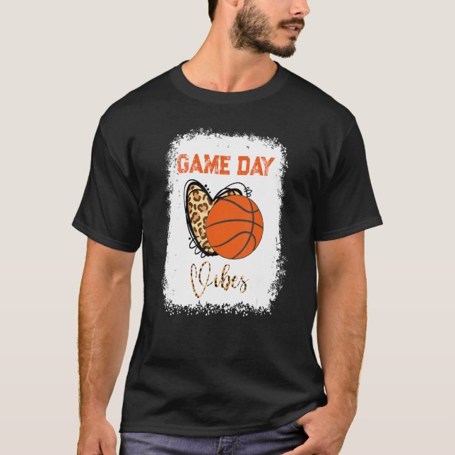 T-shirt Basketball Bleached Game Day Vibes Basketball Mom  (Devant)