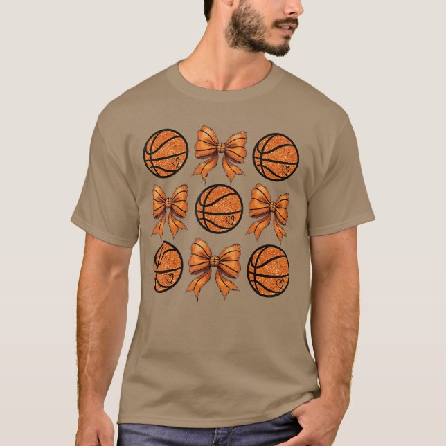 T-shirt Basketball Bow Game Day Basketball Coquette Bow Wo (Devant)