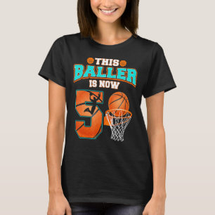 T-shirt Basketball Boys 5e Anniversaire Ce Baller Est Main
