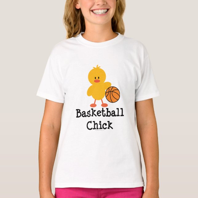 T-shirt Basketball Chick Girls Ringer (Devant)