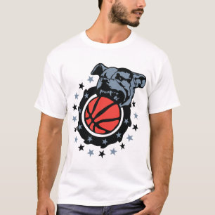 T-shirt basketball chien pitbull dog logo club Hund face c