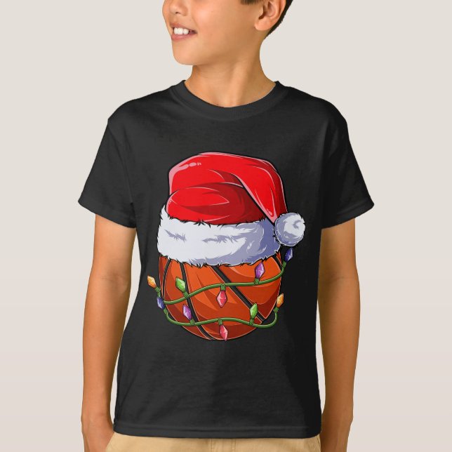 T-shirt Basketball Christmas Boy Apparel, Funny Santa Srt  (Devant)