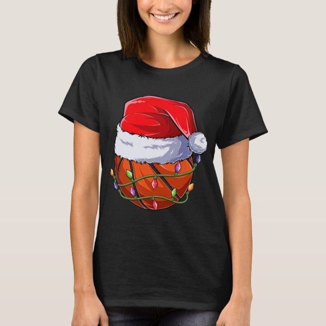 T-shirt Basketball Christmas Boy Apparel, Funny Santa Srt  (Devant)