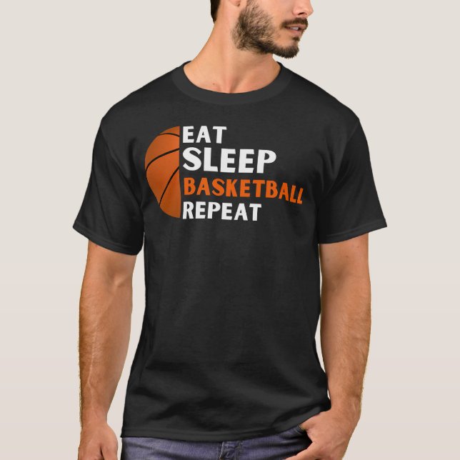 T-shirt Basketball Coach Eat Sleep Basketball Repeat Baske (Devant)