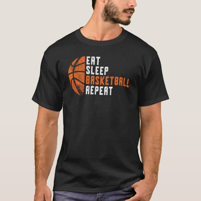 T-shirt Basketball Coach Eat Sleep Basketball Repeat Baske (Devant)