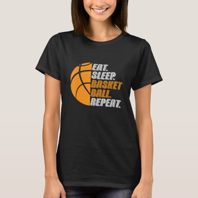 T-shirt Basketball Coach Eat Sleep Basketball Repeat for M (Devant)