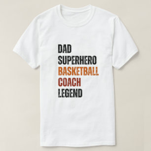 T-shirt basketball coach légende papa superhero texte vint
