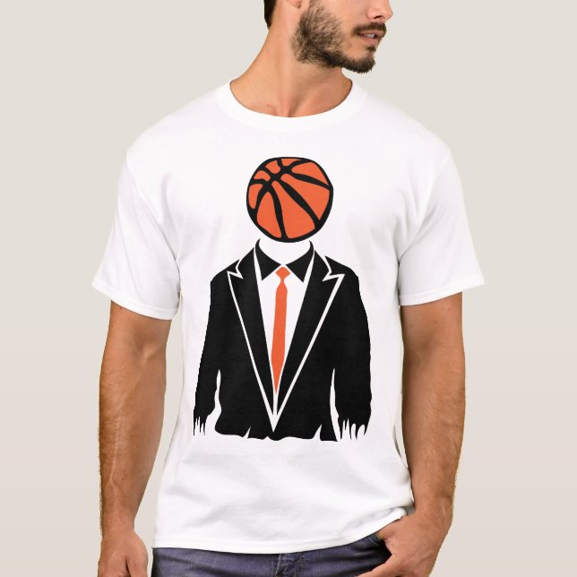 T-shirt basketball costume cravate dechire ballon tete (Devant)