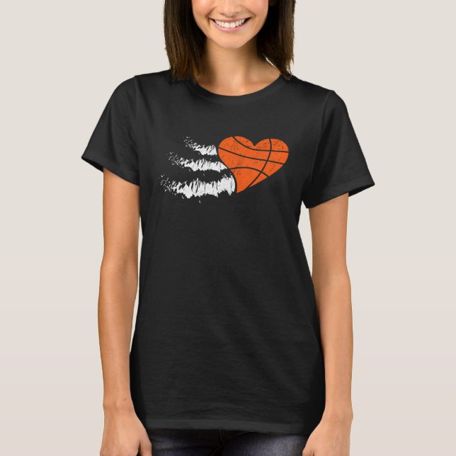 T-shirt Basketball Court Happy Valentine's Day Love Relati (Devant)