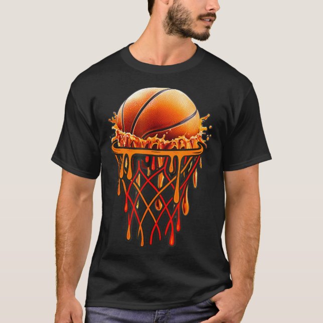 T-shirt Basketball Drip Graphic, Basketball Funny Bruh Gif (Devant)