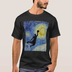 T-shirt Basketball Dunk Van Gogh Starry Nuit Vintage Art
