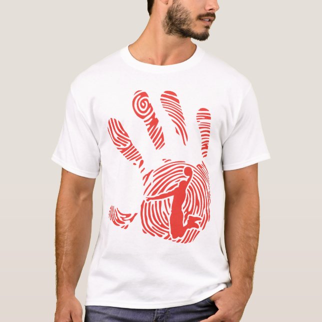 T-shirt basketball empreinte digital main hand mano  (Devant)