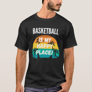 T-shirt Basketball Est Mon Happy Place Vintage Retro Sunse