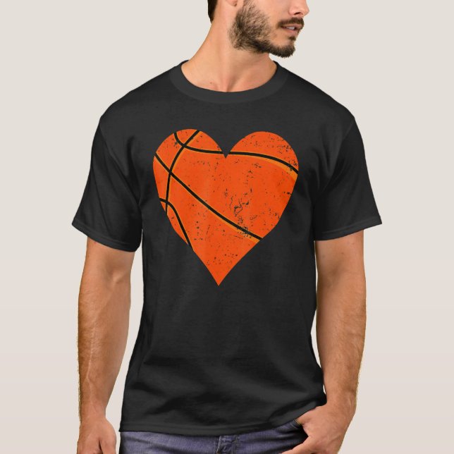 T-shirt Basketball Heart Love Sport Player Coach Kids Vale (Devant)