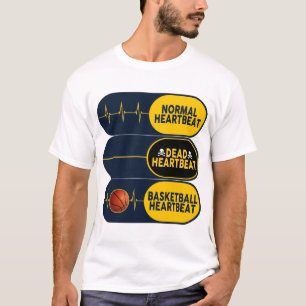 T-shirt basketball heartbeat dead normal humour sport ball