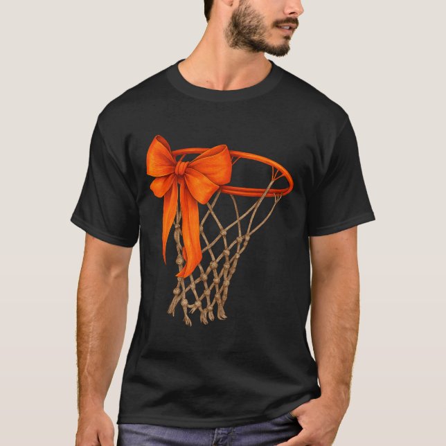 T-shirt Basketball Hoop With Bow Cute Basketball Aesthetic (Devant)