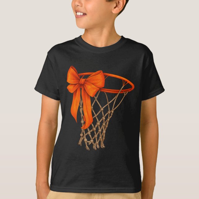 T-shirt Basketball Hoop With Bow Cute Basketball Aesthetic (Devant)