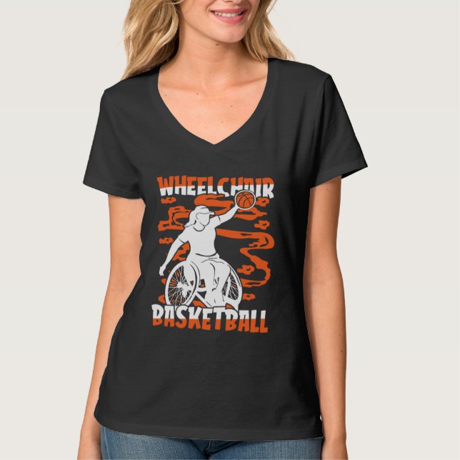 T-shirt Basketball Hoops Hooping Bball Baller Wheelchair B (Devant)
