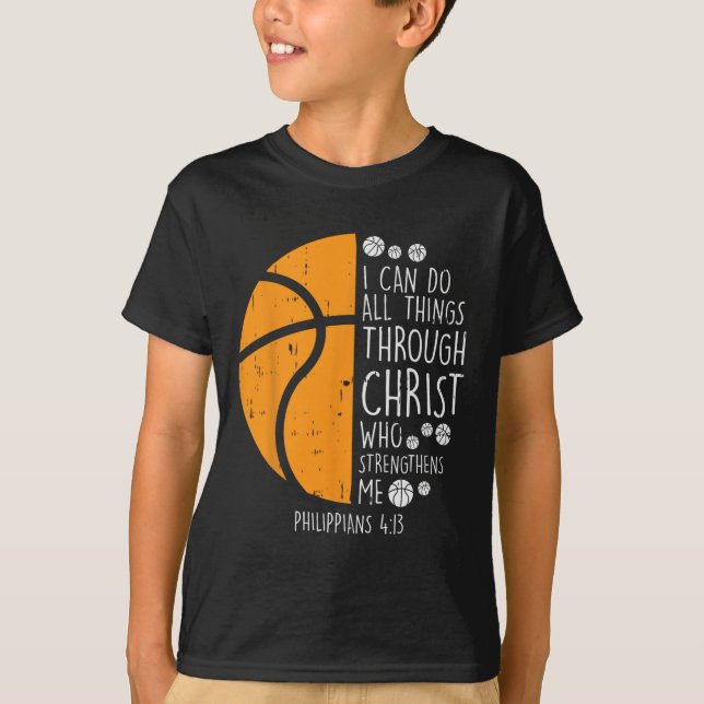 T-shirt Basketball je peux faire des choses Bible Verse Di (Devant)