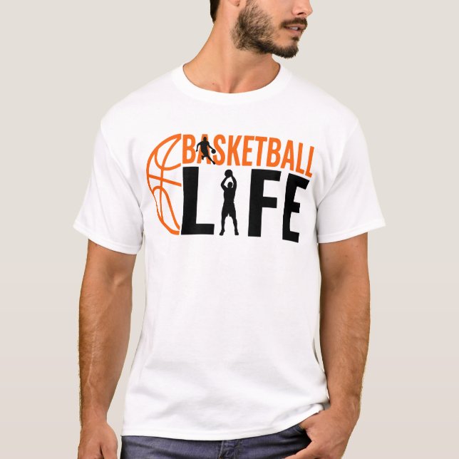 T-shirt Basketball Life Sports Typography Cool Hoop Player (Devant)